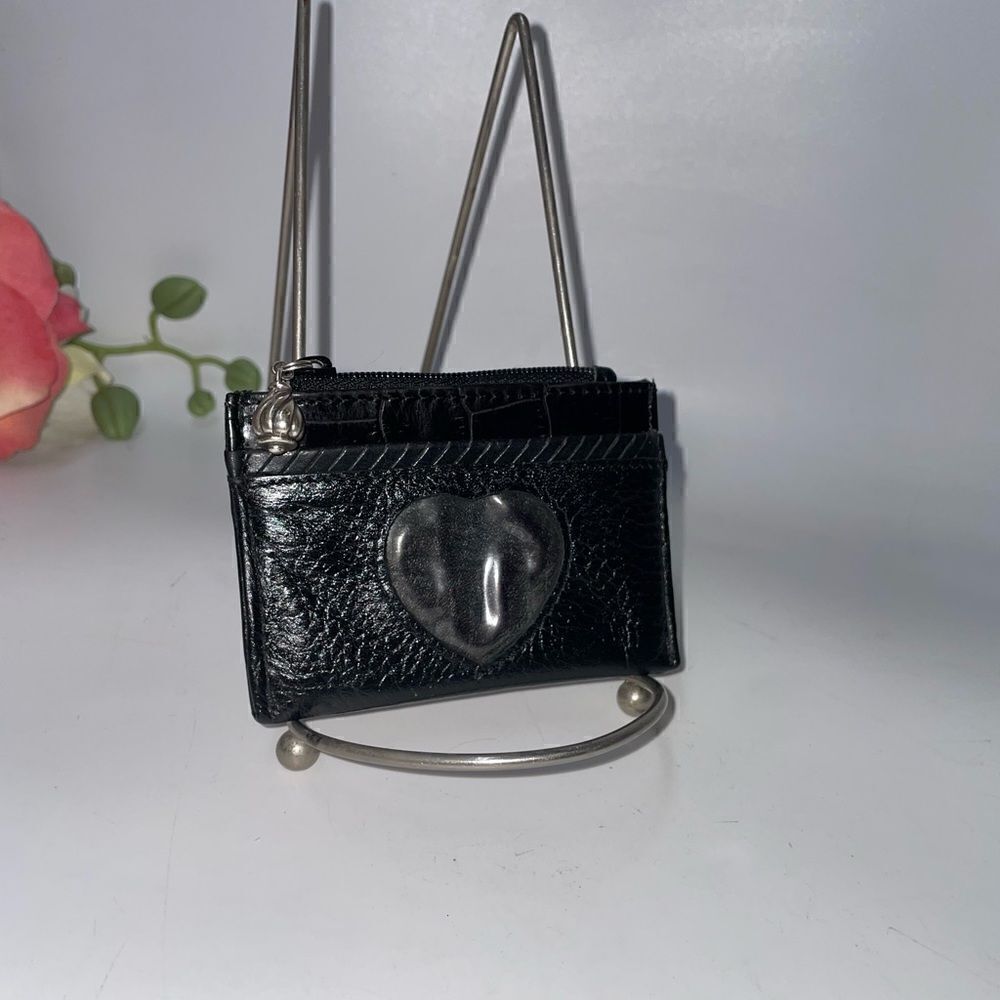 Brighton Black Leather Coin & Card Wallet